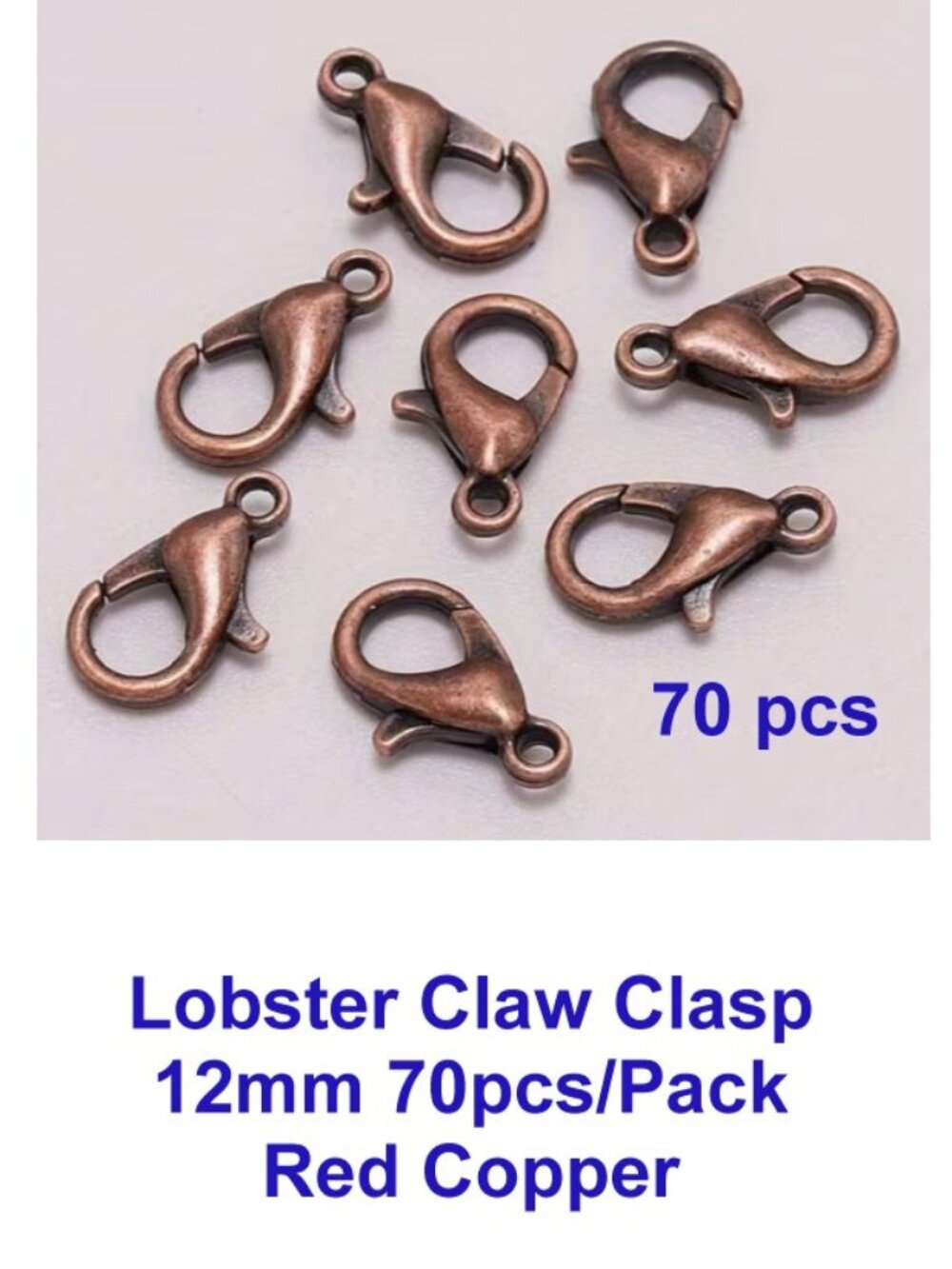 Lobster Claw Clasp 12mm 70pcs/Pack Red Copper